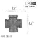 3/8 in. Black Cross by PIPE DECOR