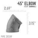 1 1/4 in. Black 45 Degree Elbow