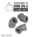 1/2 in. Black 45 Degree Elbow by PIPE DECOR