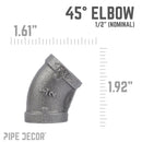 1/2 in. Black 45 Degree Elbow by PIPE DECOR