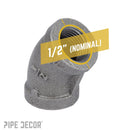 1/2 in. Black 45 Degree Elbow by PIPE DECOR