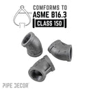 1 in. Black 45 Degree Elbow