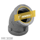 1 in. Black 45 Degree Elbow by PIPE DECOR
