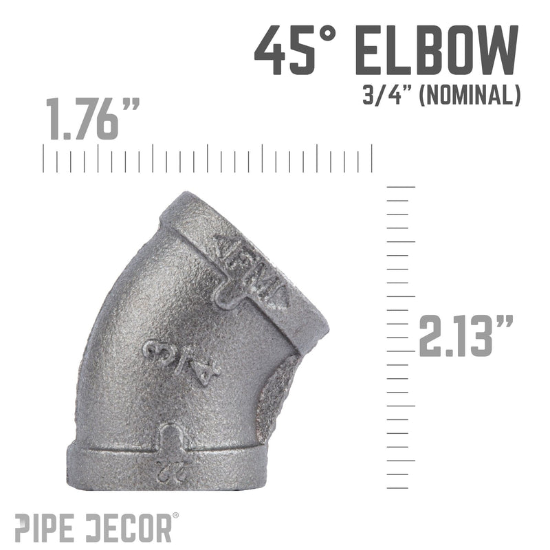 3/4 in. Black 45 Degree Elbow