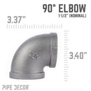 1 1/2 in. Black 90 Degree Elbow by PIPE DECOR
