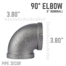 2 in. Black 90 Degree Elbow by PIPE DECOR