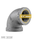 3/4 in. Black 90 Degree Elbow by PIPE DECOR