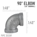 3/8 in. Black 90 Degree Elbow by PIPE DECOR