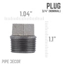 3/4 in. Black Plug by PIPE DECOR