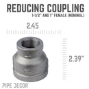 1 1/2 in. x 1 in. Black Reducing Coupling by PIPE DECOR