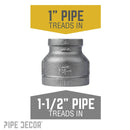 1 1/2 in. x 1 in. Black Reducing Coupling by PIPE DECOR