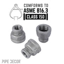 1 1/2 in. x 3/4 in. Black Reducing Coupling by PIPE DECOR