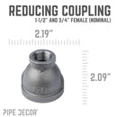 1 1/2 in. x 3/4 in. Black Reducing Coupling by PIPE DECOR