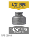 1 1/4 in. x 1/2 in. Black Reducing Coupling