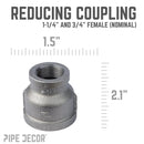 1 1/4 in. x 3/4 in. Black Reducing Coupling by PIPE DECOR
