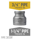 1 1/4 in. x 3/4 in. Black Reducing Coupling by PIPE DECOR