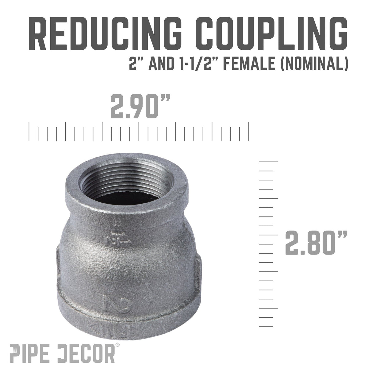 2 in. x 1 1/2 in. Black Reducing Coupling, photo 3 of 8