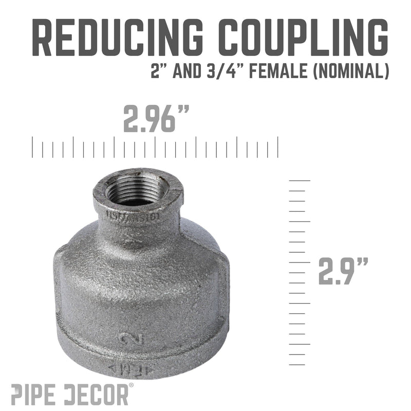 2 in. x 3/4 in. Black Reducing Coupling