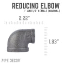 1 in. x 1/2 in. Black Reducing Elbow