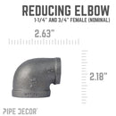1 1/4 in. x 3/4 in. Black Reducing Elbow by PIPE DECOR
