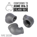 1 in. x 3/4 in. Black Reducing Elbow by PIPE DECOR