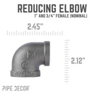 1 in. x 3/4 in. Black Reducing Elbow