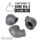 2 in. x 1 in. Black Reducing Elbow