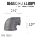 2 in. x 1 in. Black Reducing Elbow