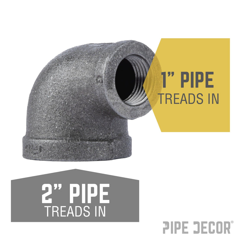 2 in. x 1 in. Black Reducing Elbow