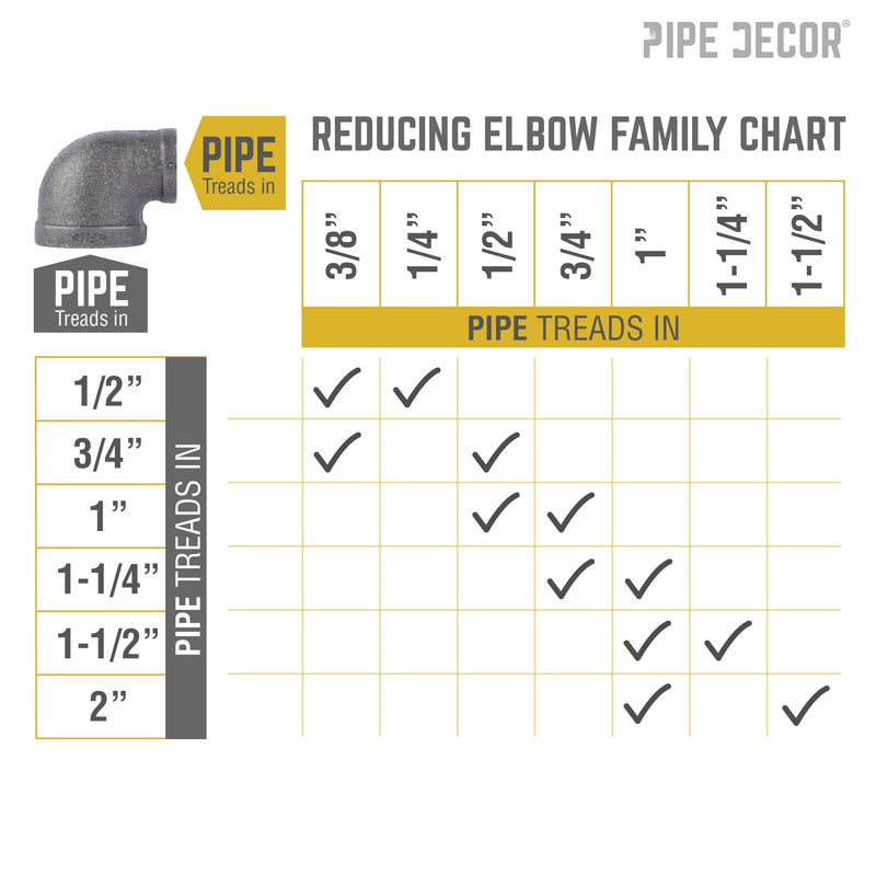 2 in. x 1 in. Black Reducing Elbow