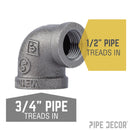 3/4 in. x 1/2 in. Black Reducing Elbow