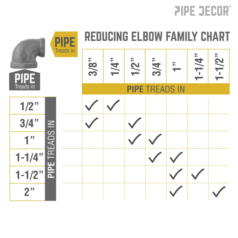 3/4 in. x 3/8 in. Black Reducing Elbow