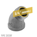 3/4 in. Black 45 Degree Street Elbow by PIPE DECOR