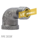 1/2 in. Black 90 Degree Street Elbow by PIPE DECOR