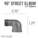 3/4 in. Black 90 Degree Street Elbow by PIPE DECOR