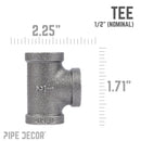 1/2 in. Black Tee by PIPE DECOR