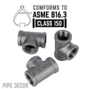 1/4 in. Black Tee by PIPE DECOR