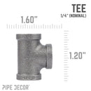 1/4 in. Black Tee by PIPE DECOR
