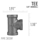 3/8 in. Black Tee by PIPE DECOR