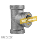 3/8 in. Black Tee by PIPE DECOR