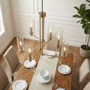 Timeless - 6 Lights Chandelier With Clear Ribbed Satin - Antique Brass / Clear / Gold by HouseOfZazla