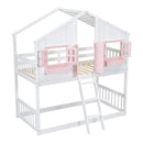 House Bunk Bed With Roof, Window, Window Box, Door, With Safety Guardrails And Ladder by HouseOfZazla