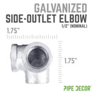1/2 in. Galvanized Side Outlet Elbow by PIPE DECOR