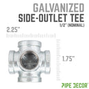 1/2 in. Galvanized Iron Side Outlet Tee by PIPE DECOR