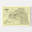 Vintage Map of Tulare County, California 1884