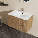 30" Wall Mounted Bathroom Vanity With Sink, Soft Close System, And Spacious Drawers - Walnut by Unique Piece Furniture