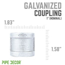 1 in. Galvanized Iron Coupling by PIPE DECOR