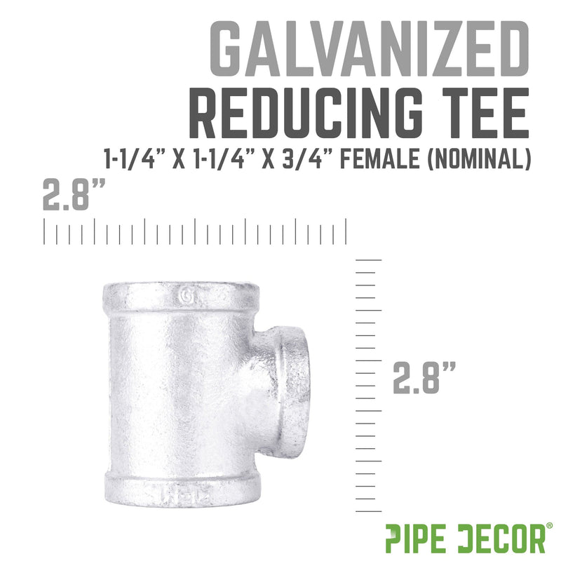 1 1/4 in. x 1 1/4 in. x 3/4 in. Galvanized Iron Reducing Tee