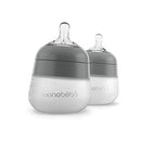 Nanobebe Flexy Silicone Baby Bottle, Anti-Colic, Natural Feel, Non-Collapsing Nipple, Non-Tip Stable Base, Easy to Clean 2-Pack, Gray, 5 oz by TinyTreasures Baby Boutique