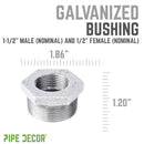 1 1/2 in. x 1/2 in. Galvanized Iron Bushing by PIPE DECOR